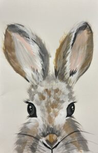 acrylic painting brown bunny face
