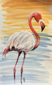 acrylic painting of flamingo