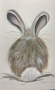 Bunny bottom acrylic painting