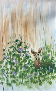 Fawn in the weeds acrylic painting