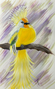 Yellow bird acrylic painting
