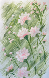 pink flower acrylic painting