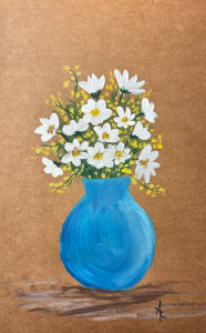 Blue vase acrylic painting