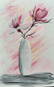 Pink flowers acrylic painting