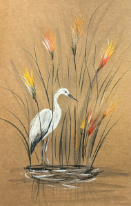 Crane acrylic painting