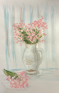 Pink floral acrylic painting