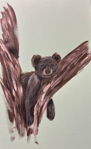 Sleepy bear acrylic painting