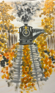 Train acrylic painting
