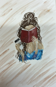 Book reading acrylic painting