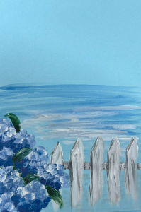 Blue coast acrylic painting