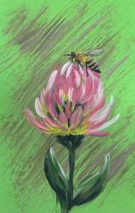 Bee flower acrylic painting
