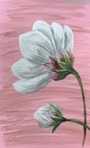 white flower acrylic painting