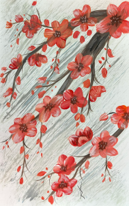 Red flower acrylic painting