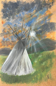 Teepee acrylic painting