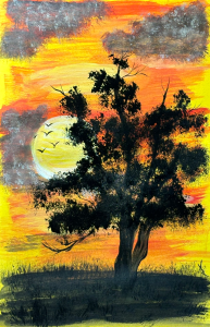 Sunset acrylic painting